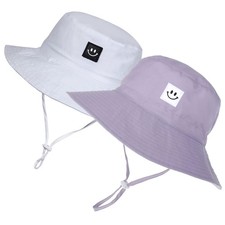 Toddler Sun Hat 6-12 Months,12-24 6-24 Months, 2pack Smile Face Purple/White