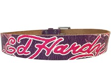 Vintage 90s Ed Hardy Handmade Leather Belt Koi Fish Embroidered Tattoo Art