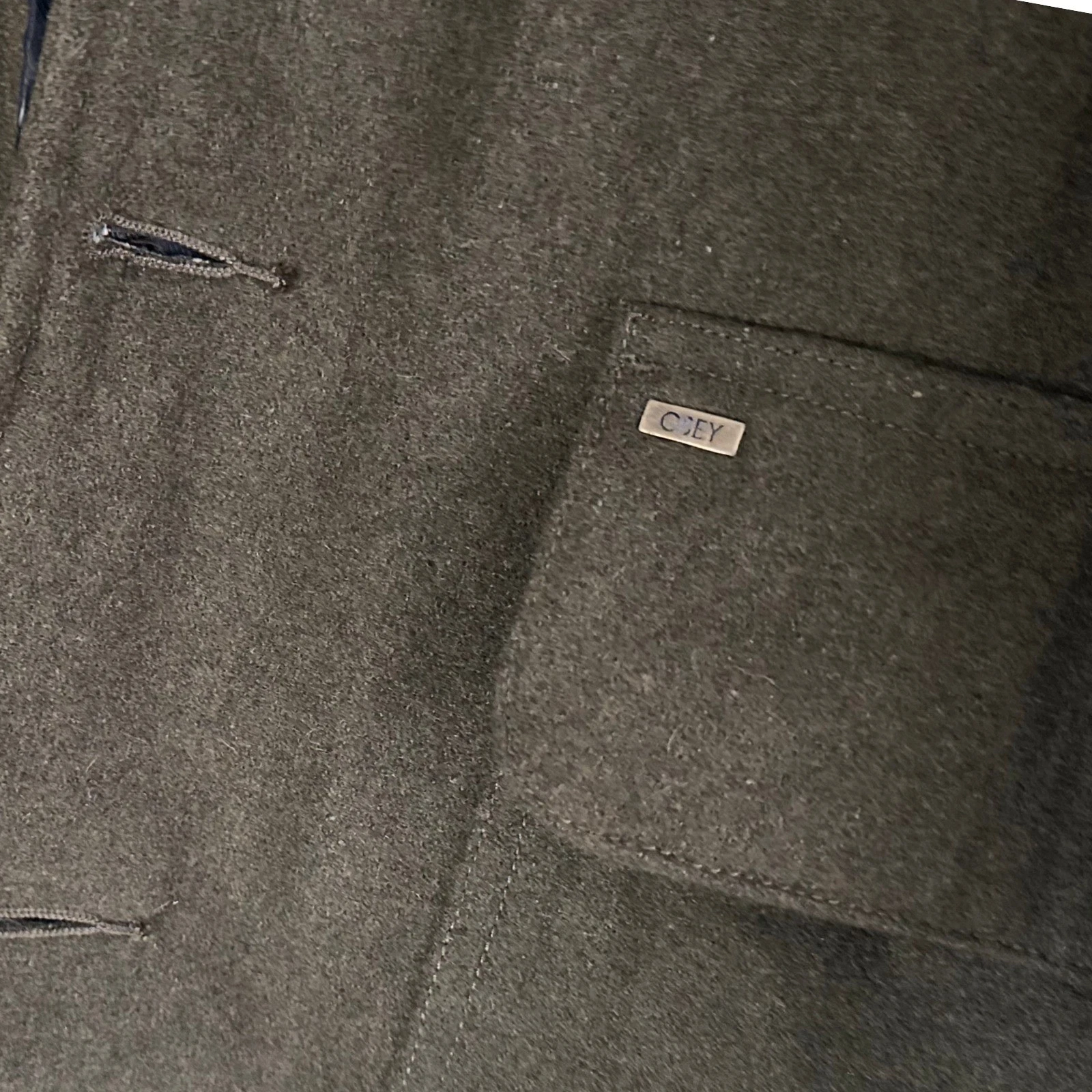 Obey Propaganda Wool Blend Field Jacket Mens Medium Olive Green Utility Coat - product detail image 8