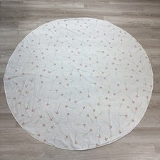 White Pink Floral Springy Round Cute Delicate Casual Lightweight Tablecloth