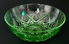 Vintage Uranium Green Glass Bowl 8" Art Deco Depression Glass Serving Dish