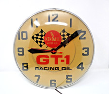 VTG 1965 KENDALL GT-1 RACING MOTOR OIL BUBBLE GLASS ELECTRIC CLOCK SIGN. WORKS!