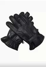 Men leather gloves Black Fine quality leather fleece lined