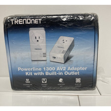 TRENDnet TPL-423E2K Powerline 1300 AV2 Adapter Kit with Built In Outlet-NEW