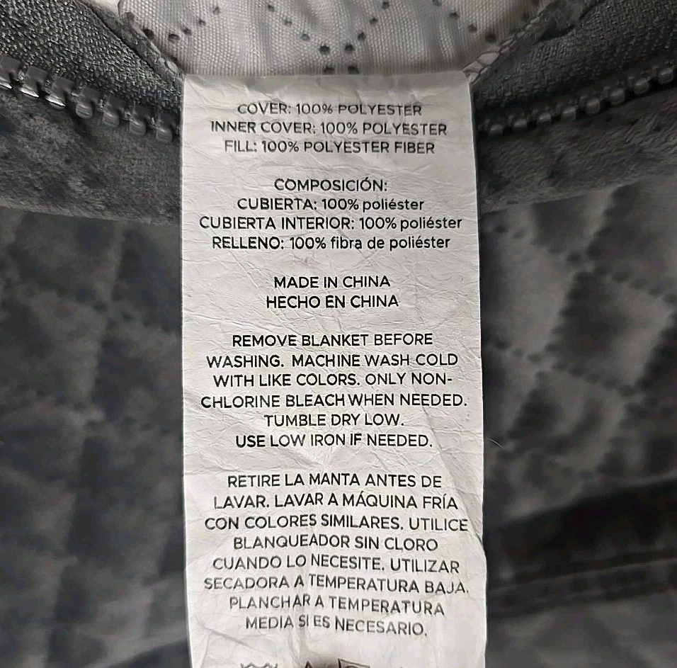 Pendleton Home Quilted Coverlet Zippered Gray 48"x72" For Weighted Blanket - Image 3 of 4