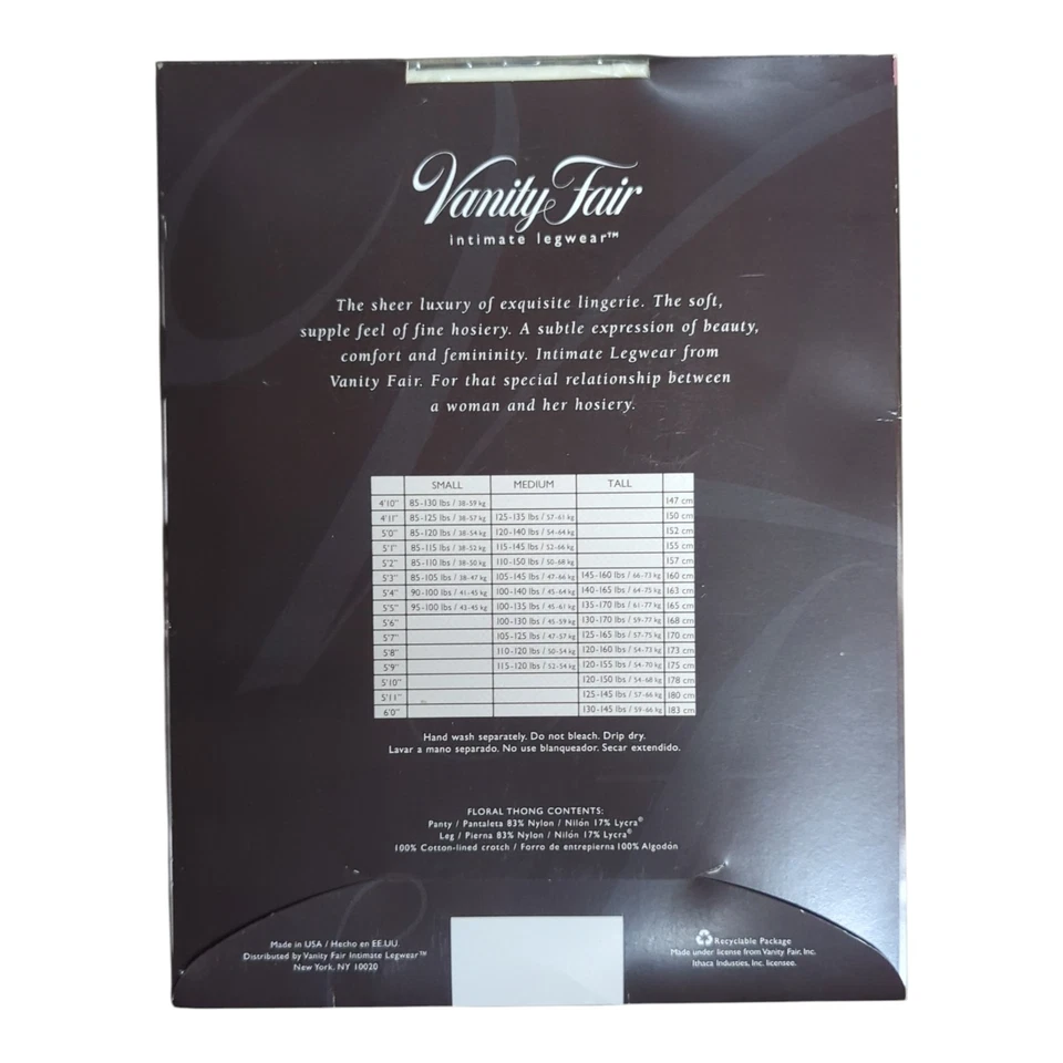 De Colección Vanity Fair Medias Íntimas Pantimedias Floral Encaje Tanga Marfil Mediano Nuevo de Lote Antiguo  Foto 2 de 2