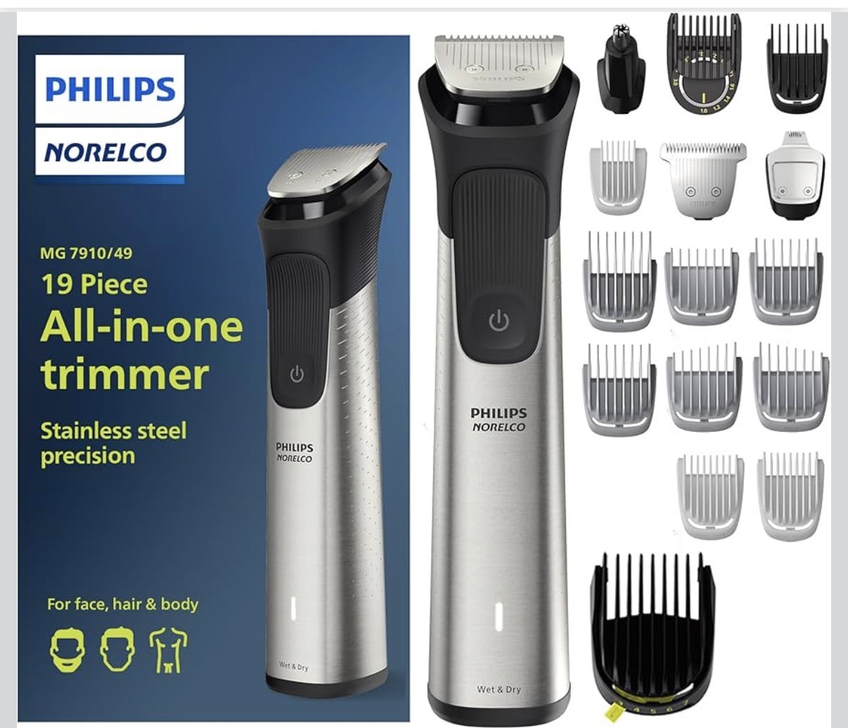 Philips Norelco Multigroom 7000 Men's Trimmer (MG7910/49) Ne