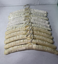 Vintage Lot of 11 Padded Satin Hangers Standard 2 Shades of Ivory  Cream Colors