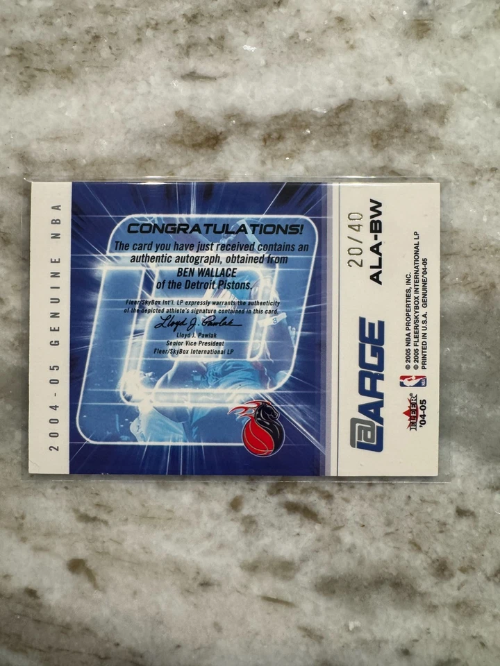 Ben Wallace 2004/05 Fleer Genuine @ At Large Auto Autograph #20/40 Pistons - Image 2 of 4
