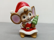 Vintage Christmas Santa Mouse w/Tree Porcelain Figurine HOMECO- #5405