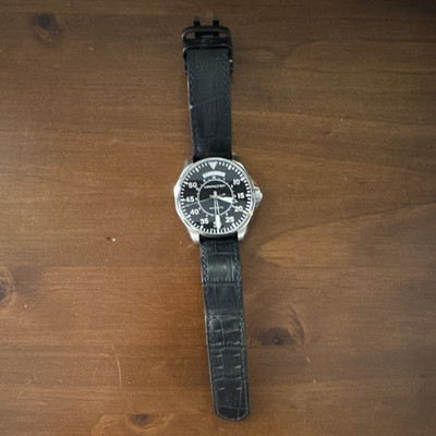 Hamilton Automatic Pilot Wristwatch Black Dial Day Indicator Black Leather