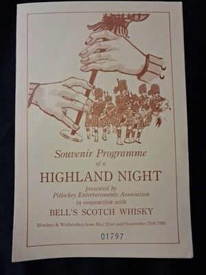 Vtg Program Bell's Scotch Whiskey Highland Night Program Sept 25 1985