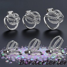 Stainless Steel Thin Chain Design Male Chastity Cage Breathable Lock Cage Device