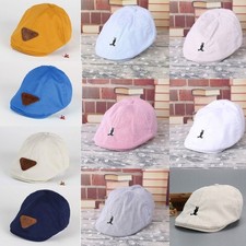 Baby Boys Girls Solid Color Newsboy Cap Kids Cute Animal Logo Patch Beret Hat