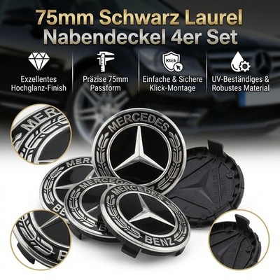 4x 75mm Nabendeckel Radkappe Nabenkappe Felgendeckel Deckel Für Mercedes-Benz