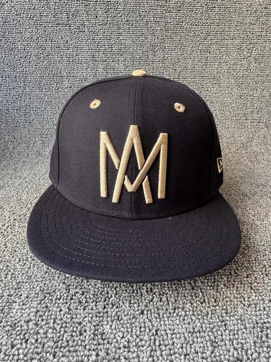 New Era M Monogram 59FIFTY Fitted Flat Brim Black Tan Size 7 Hat