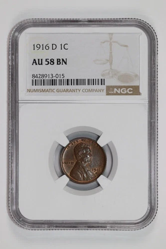 1916-D LINCOLN WHEAT CENT NGC AU58 BN