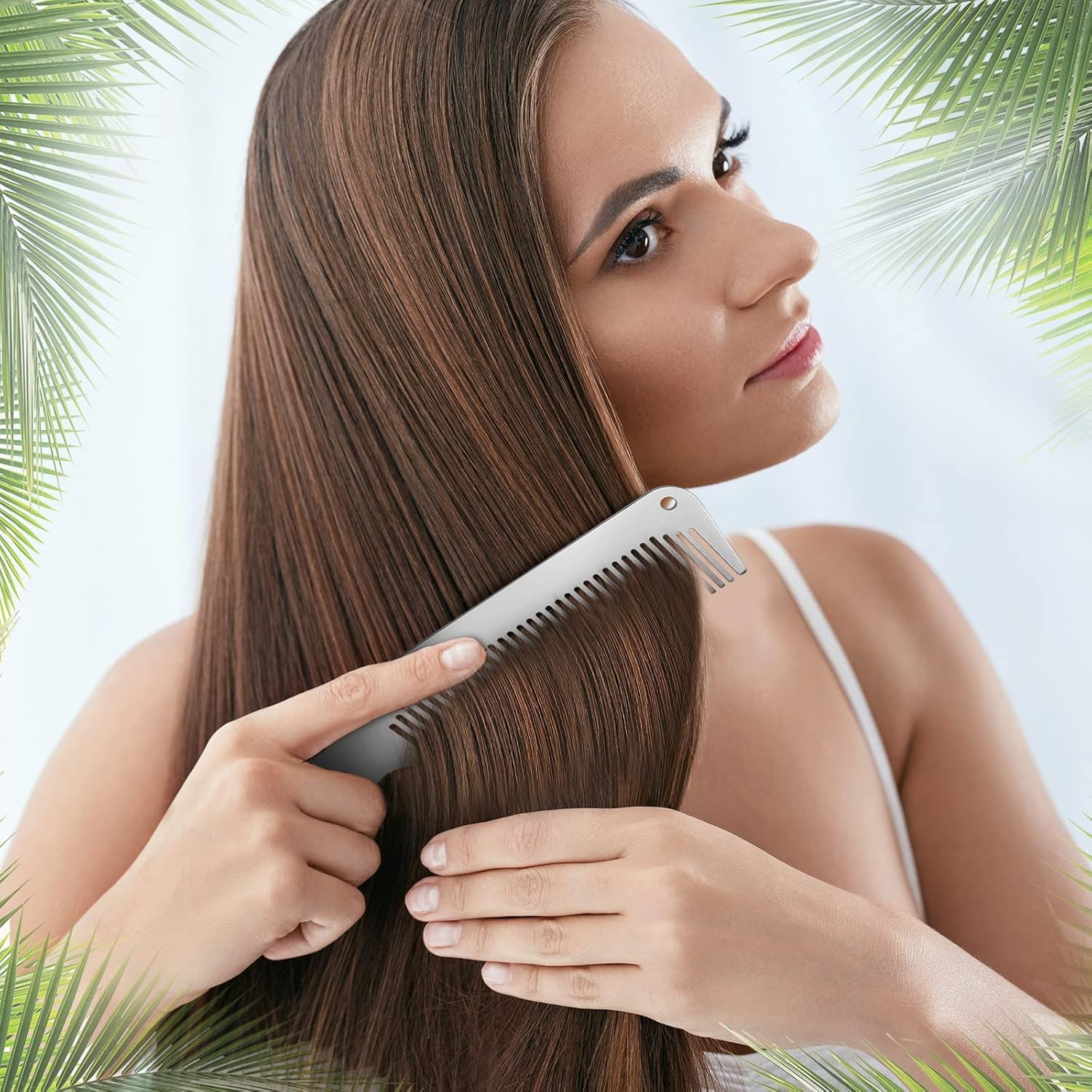 Patelai 2 Pcs Metal Comb for Men Stainless Steel Flat Top Small, Silver 