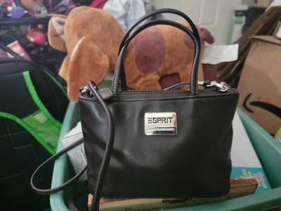 VTG 90s Esprit Mini Satchel Handbag Faux Leather San Francisco Silver Excellent 