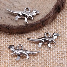 12/30PCS Antique Silver Tone Metal 3D Dinosaur Charm Pendant XCS31