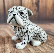 Andrea by Sadek Porcelain Black White Fishnet Bulldog HTF Figurine