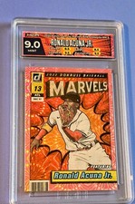 2022 Panini Donruss Marvels Ronald Acuña Jr. #M-4 Pink Fireworks HGA 9