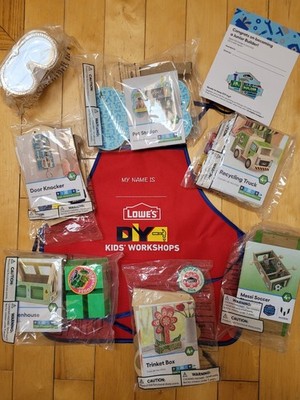 Lowe's DIY BUILDER BUNDLE  MAR-AUG 2025 - 6 Kits With Patchs Apron & Goggles! 