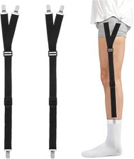 2PCS Shirt Stays Holder Men Elastic Non-Slip Locking Clamps Adjustable Military