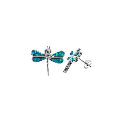 Natural Blue Opal Dragonfly Earrings Sterling Silver 925 Hallmarked Brand New