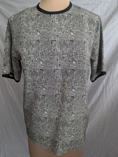 Vtg Yve's St Clair Short Sleeve Black & White Blouse Women's Sz 6 Minimalist EUC