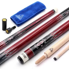 CUESOUL 3 Cushion Carom Billiard Cue 56inch 18oz,Wooden Joint System-Red