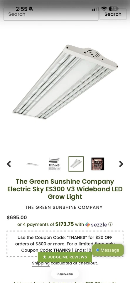 ELECTRIC SKY ES300 V3 Wideband LED Grow Light (330W 100-240-277VAC 50/60Hz) - Image 3 of 4