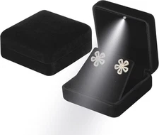 LETURE Velvet Metal Earring Gift Box with LED Light, Luxury Small Jewelry Holder
