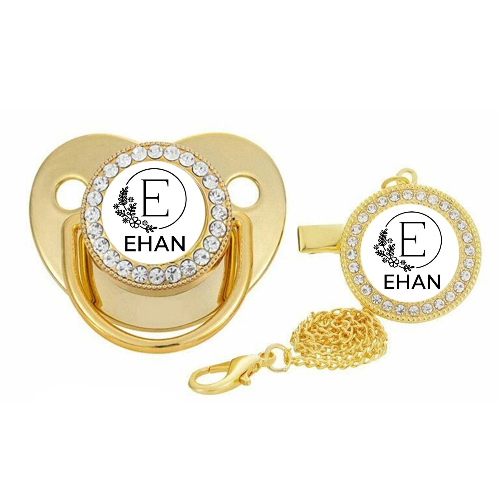 Personalized Pacifier Newborn Dummy Monogram Unique With Clip Name 0-6 Month