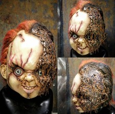 Burnt Chucky Latex Mask Half Melted Child's Play 2 Horror Halloween Costume