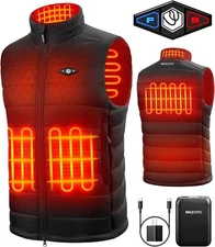 Heated Vest for Men with 9V 16000mAh Battery Pack Charger Black Size Large