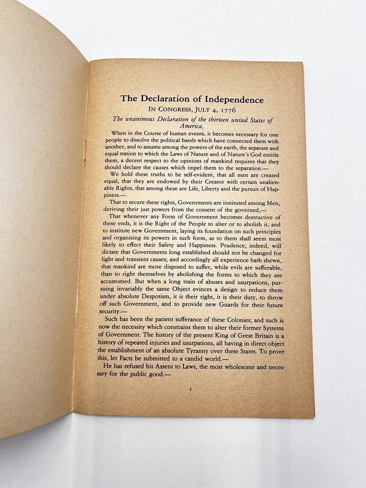 The Declaration of Independence and the Constitution Booklet Book of