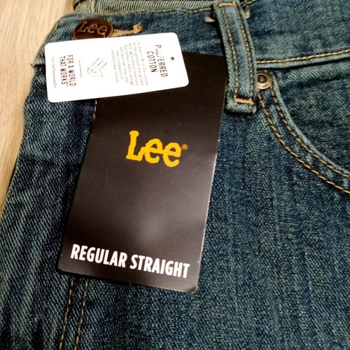 Lee Jeans Regular Fit Straight Leg Mens 36x30 Blue Denim Cotton Dark New - Picture 9 of 9