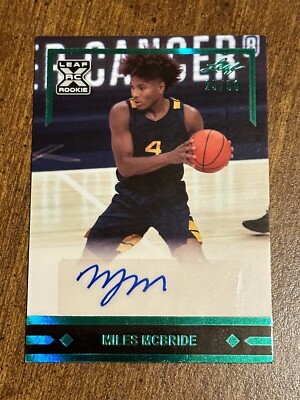 MILES MCBRIDE 2021-22 Leaf Memories Autograph #25/50 Knicks Thunder WVU