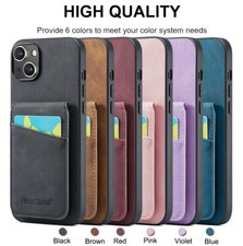 Retro Business Card Pocket Holder PU Leather Case For iPhone 17 Pro 16E 15 14 13