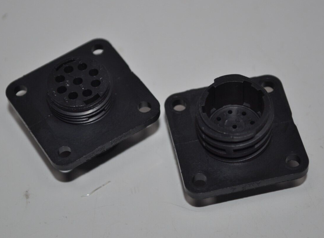 Lot of 2 AMP 206486-1 Circular Connector Receptacle Housing Panel Mount 9 Pos