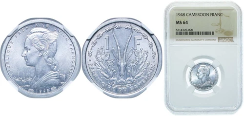 Cameroon 1948 1 Franc Aluminium NGC MS 64