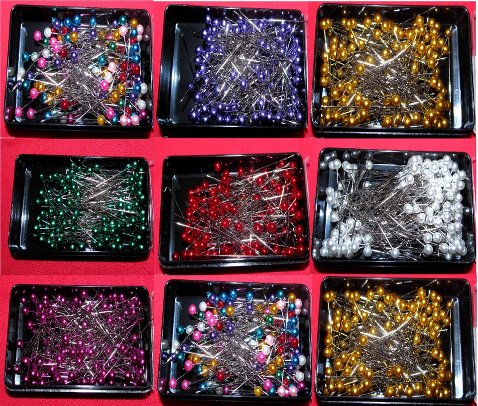 NOVA 144 Dressmaking Craft Pearl Headed Pins Assorted Colours