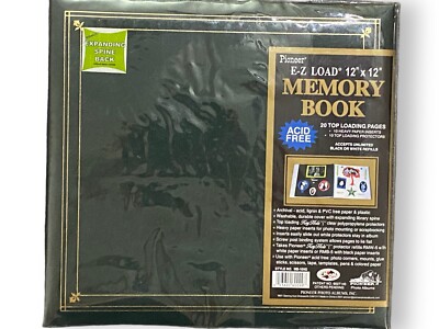 Pioneer EZ Load 12x12 Memory Book Photo Album Green Gold Top Loading Pages