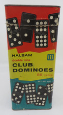 Vintage Halsam DOUBLE NINE Club Dominoes 55 Pieces No. 200 COMPLETE SET