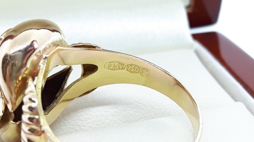 Antique Italian 18ct Gold Rose cut Diamond double leaf ring, UK size Q - Picture 10 of 12