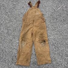 Vintage 80s Carhartt Canvas Double Knee Bib Overalls Tag 40x32 Fits 40x30 Brown