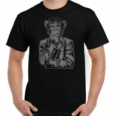 Affe T-Shirt Nachdenklich Schimpanse Herren Lustig Schimpanse Affe Primat Tier Oberteil
