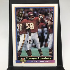 1991 Bowman Football Card #279 Nick Lowery League Leaders - Kansas City Chiefs 