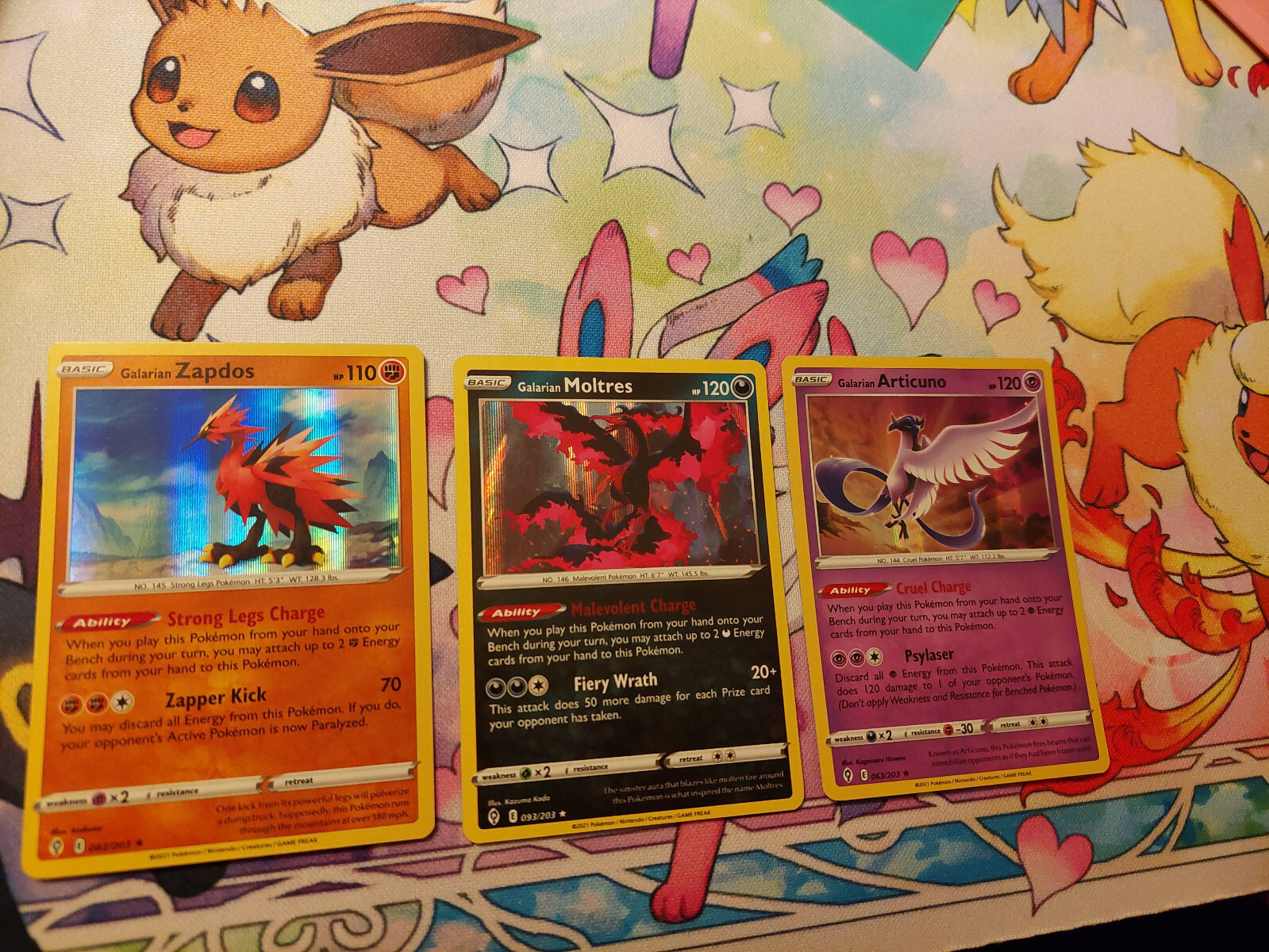 Zapdos Moltres Articuno Evolving Skies LEGENDARY BIRDS HOLOS 3 Card Set NM!